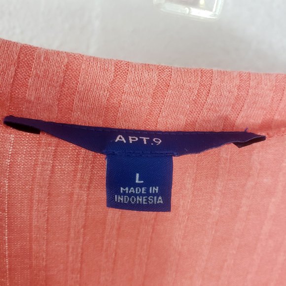 Apt.9 Women's Peach Button Down Ribbed Shirt Top Blouse Cardigan Sweater - Picture 11 of 11